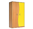 Wellentürenschrank, 190 cm hoch, 105x50 cm (B/T), Tür rechts gelb,