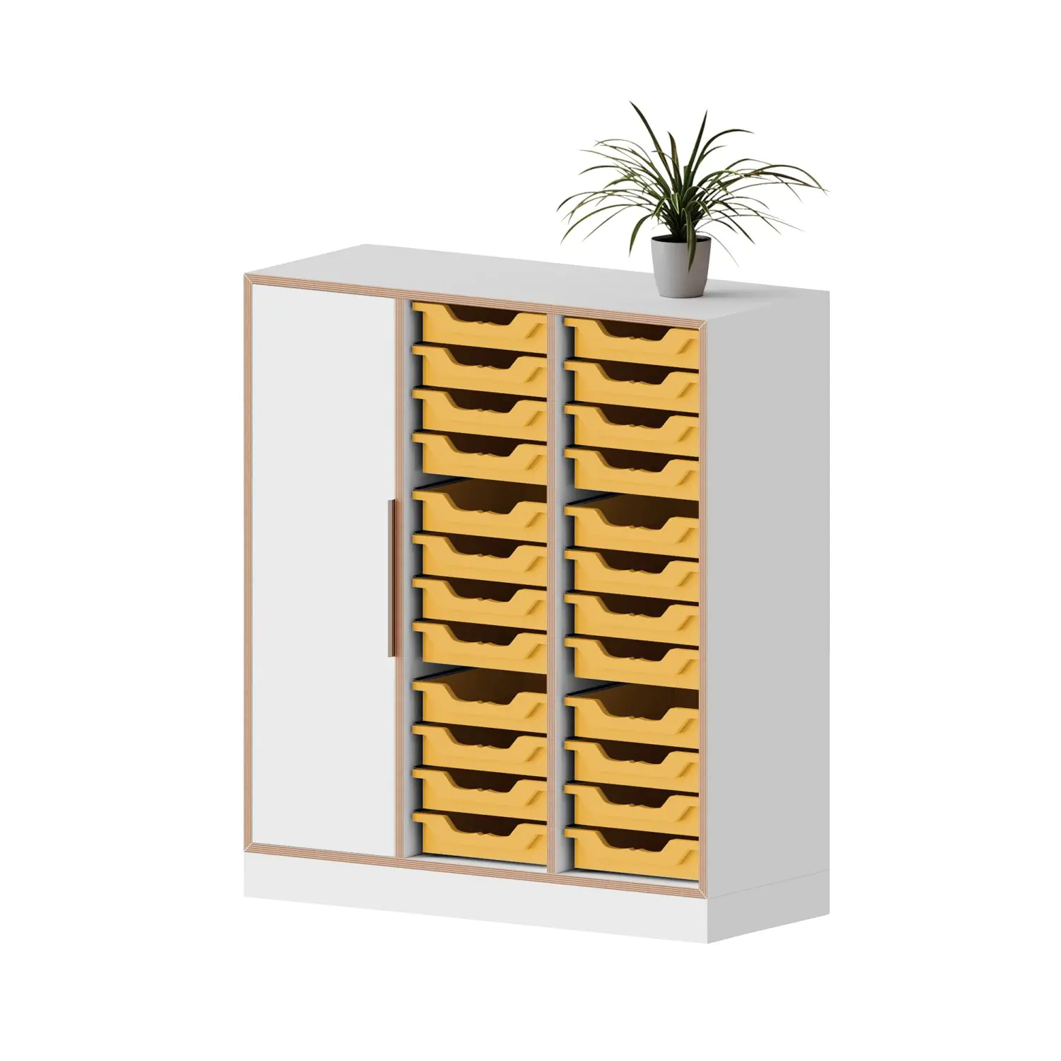 qickly® Schrank, 3 OH, 1 Tür, 24 kleine Ergo Tray Boxen, B/H/T: 104,2x110,5x42,6 cm aus der Kategorie Schränke Schnelllieferprogramm