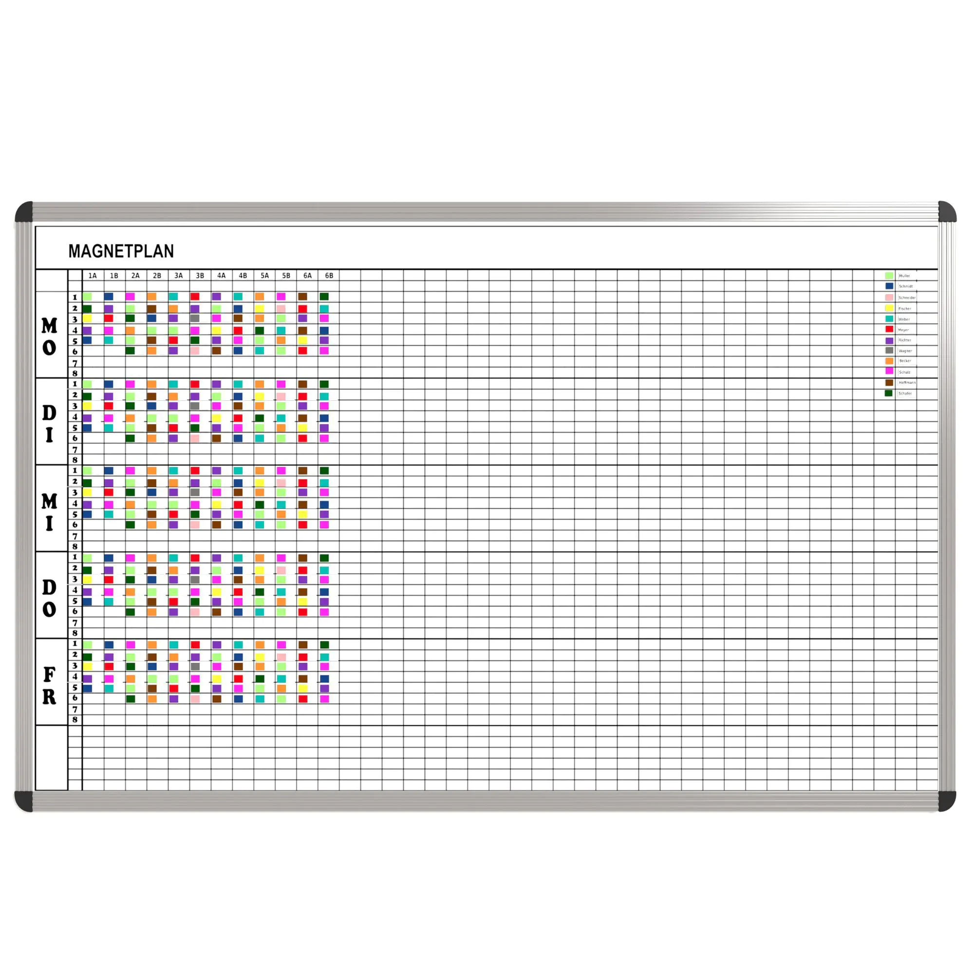 Klassen-Plantafel,  8 Stunden Mo-Fr, für 40 Klassen, 103x177 cm,