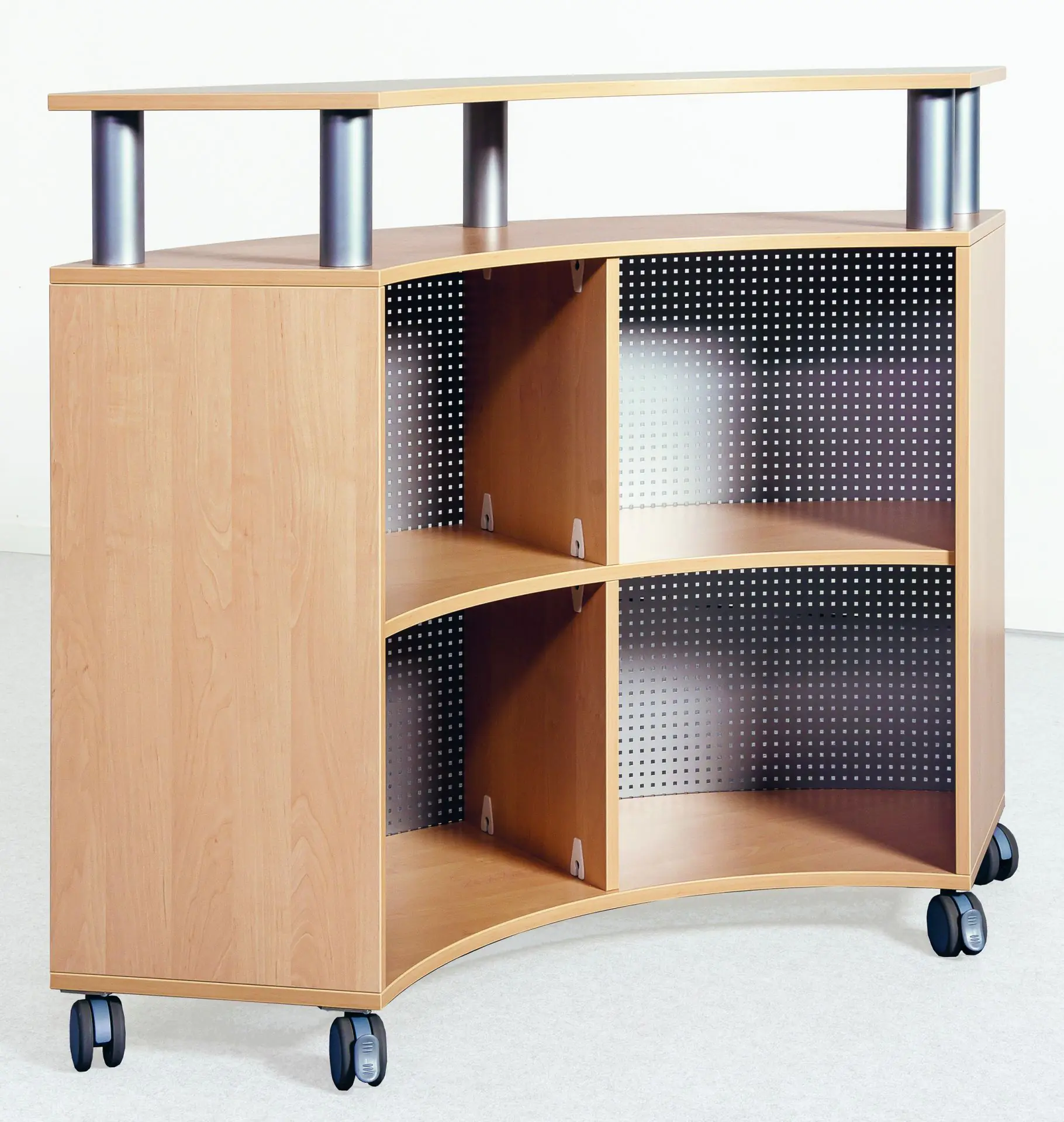 Empfangstresen, 1/4 Kreissschrank mit Aufbauboard, MW, je Seite aus der Kategorie Garderobenmöbel