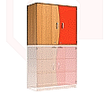 Wellentüren-Aufsatzschrank, 91 cm hoch, 105x50 cm (B/T), Tür rechts rot,