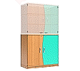 Wellentüren-Unterschrank, 99 cm hoch, 105x50 cm (B/T), Tür rechts aquagrün,