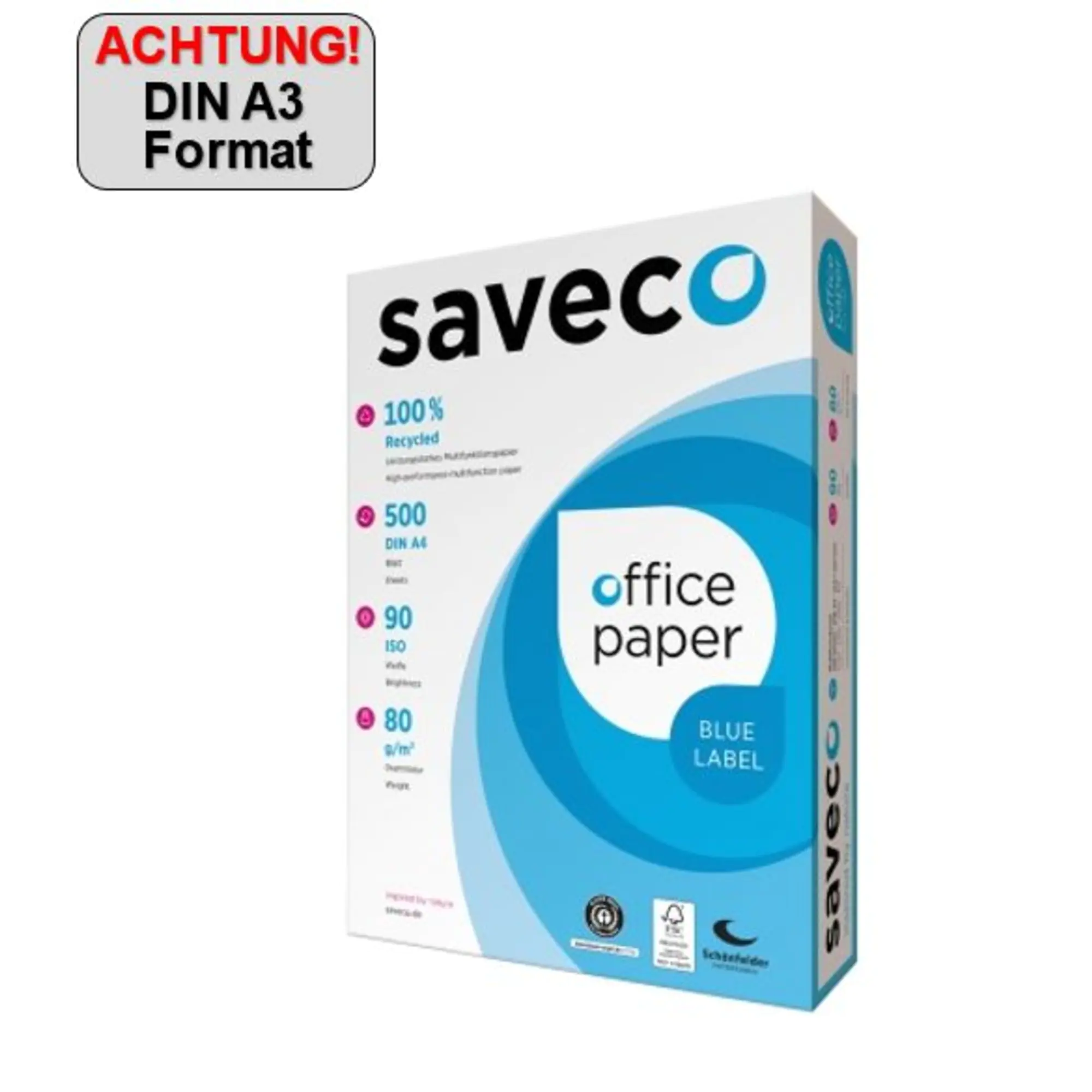 Saveco Kopierpapier Blue Label A3 80g ISO 90 500Bl. aus der Kategorie Kopier- & Druckerpapiere