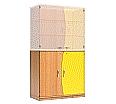 Wellentüren-Unterschrank, 99 cm hoch, 105x50 cm (B/T), Tür rechts gelb,