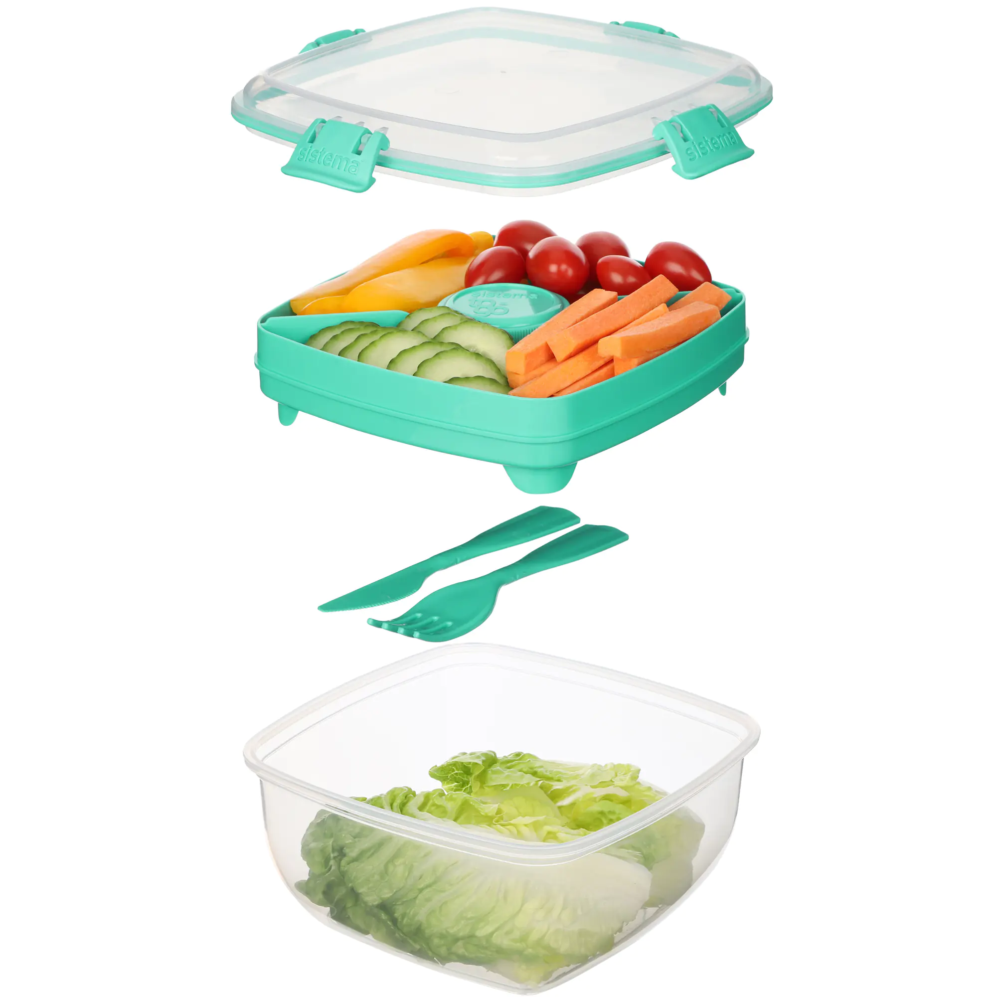 sistema Frischhaltebox Salad TO GO 1,1l sort aus der Kategorie Haushaltsbedarf