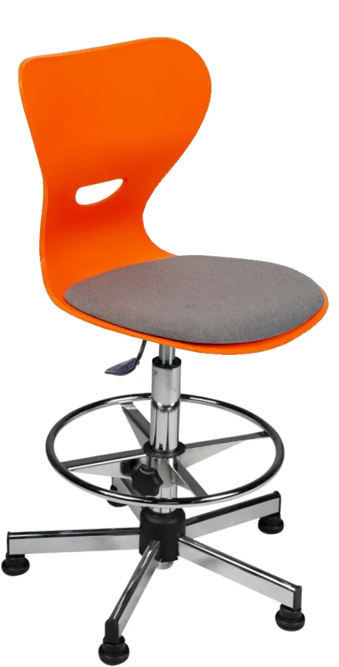 Drehstuhl mit Gaslift, Standfüße, mit Fußring und Sitzpolster, HV2 - Sitzhöhe:  40-56 cm aus der Kategorie Kunststoffstühle