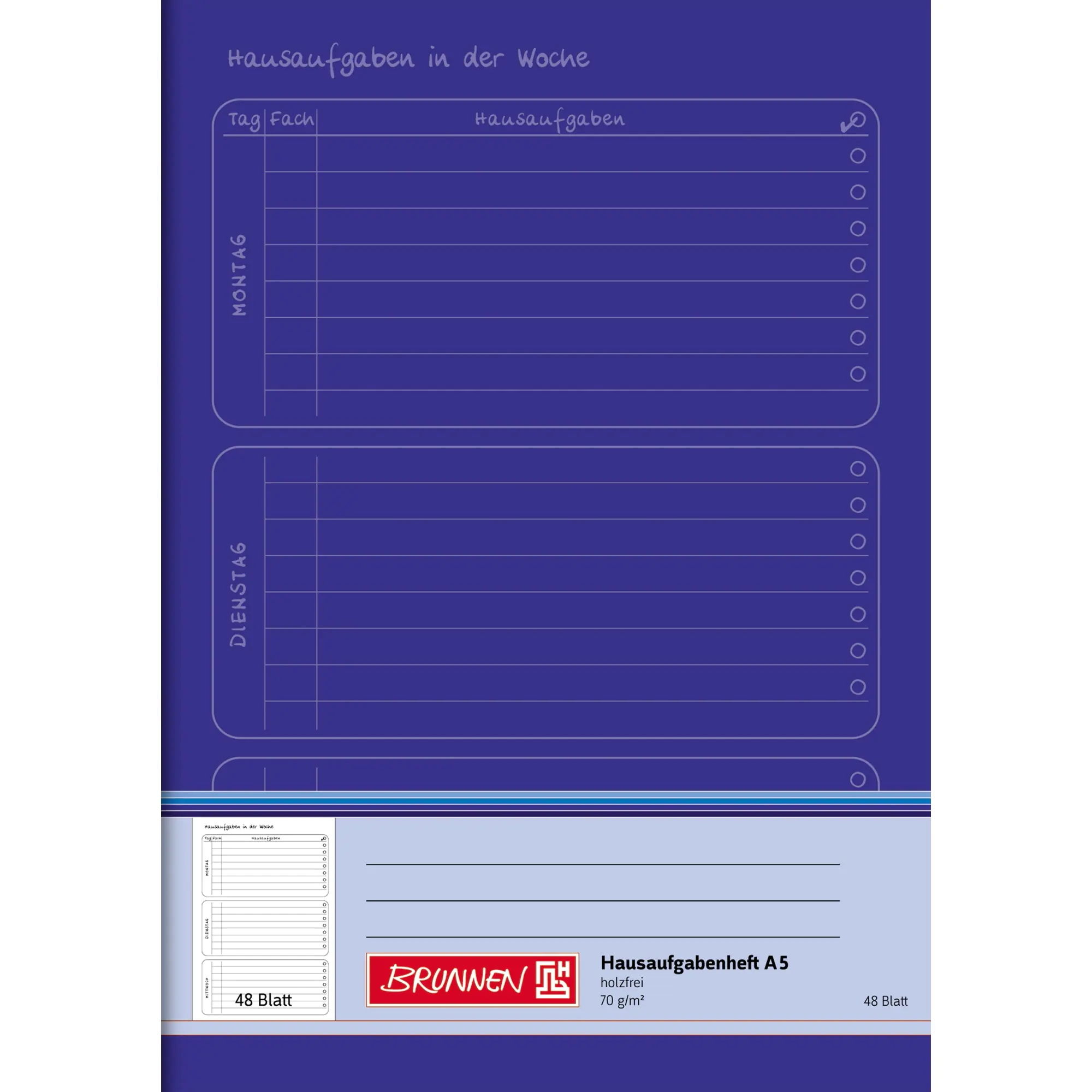 Brunnen Aufgabenheft DIN A5 Fadenheftung lin. 48Bl. aus der Kategorie Schulbedarf
