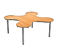 Kleeblatt 4er Tisch, 139x139 cm (B/T), Höhe wählbar, aus der Kategorie Kleeblatttische