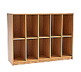 Schulranzenregal,  98 cm hoch, 130x40 cm (B/T), 10 Fächer, 5-spaltig