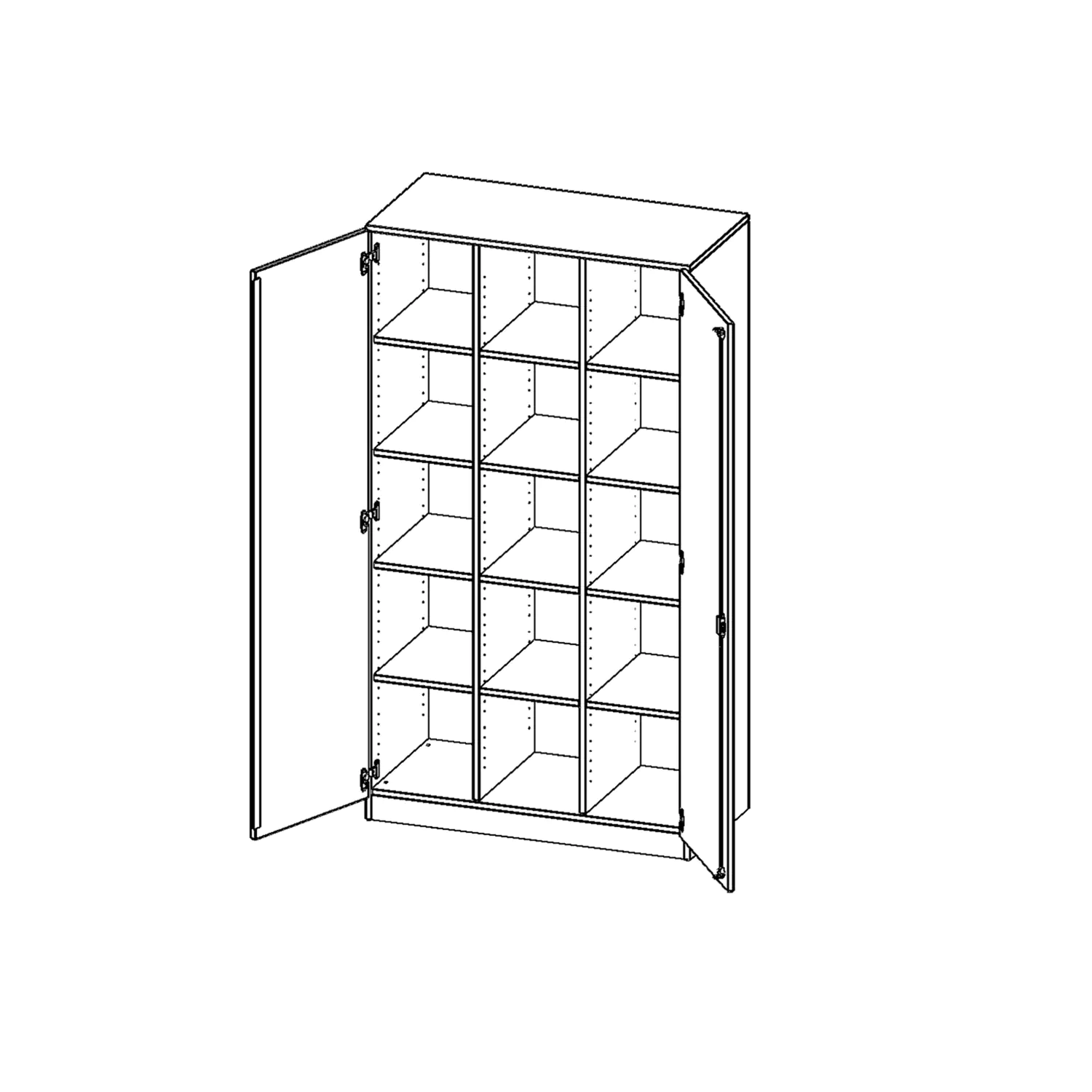 ErgoTray Schrank, 3reihig, 5 OH, zweitürig, B/H/T 104,5x190x50cm aus der Kategorie Klassen- und Schulschränke