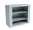 Stahl-Rollladen-Schrank, 104 cm hoch, 120x44 cm (BxT), 2 Böden, aus der Kategorie Stahl-Schränke mit Rollo-Türen