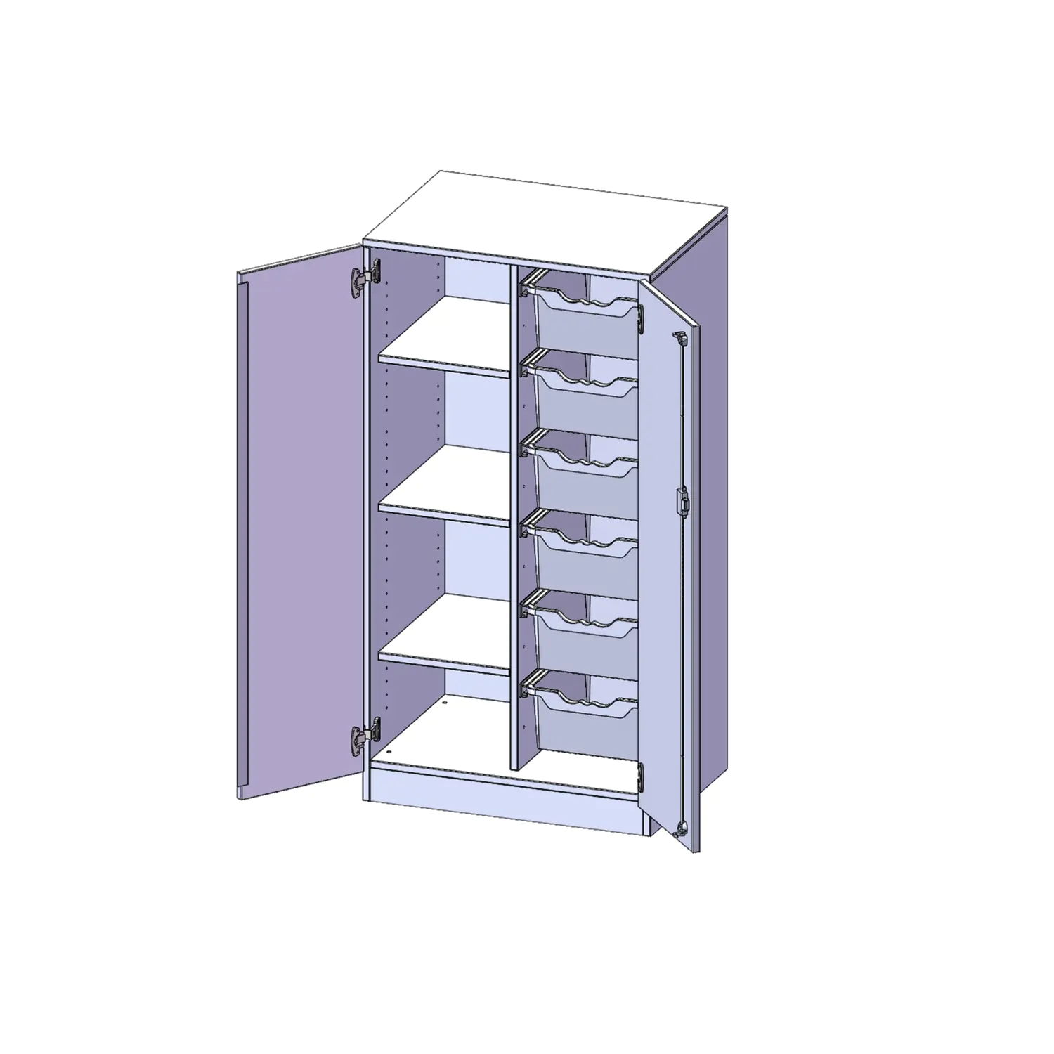 ErgoTray Schrank, 2reihig, 3,5 OH, zweitürig, mit 6 hohen Boxen, B/H/T 70,3x136x50cm aus der Kategorie Klassen- und Schulschränke