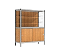 Vitrine, mit Unterschrank, 180 cm hoch, 150x50 cm (B/T), Holzrückwand, aus der Kategorie Ausstellungsvitrinen