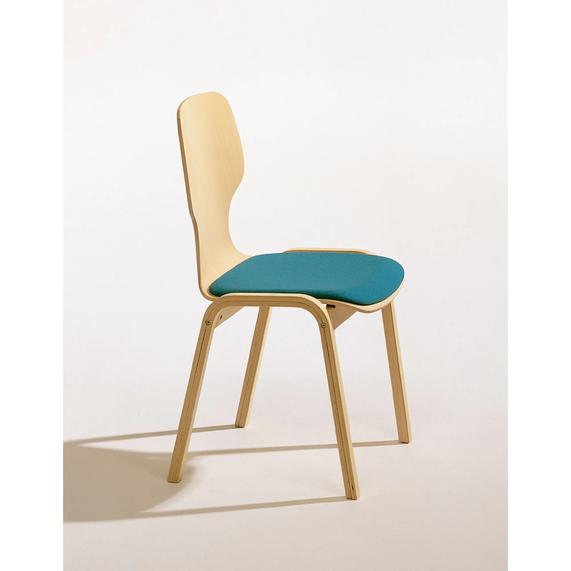 Holz-Polsterstuhl  ohne Armlehne, mit Sitzpolster, aus der Kategorie Gestell Holz - Schale Holz