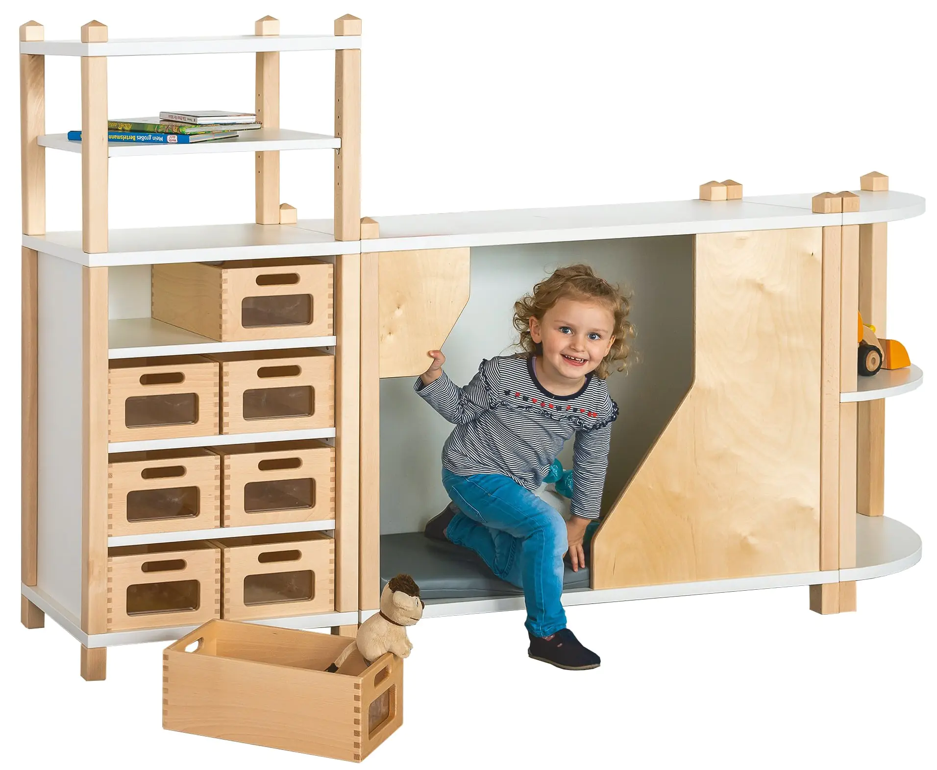 Stollenregalsystem "Finn", Stollen aus Buche Massivholz aus der Kategorie Regalsysteme