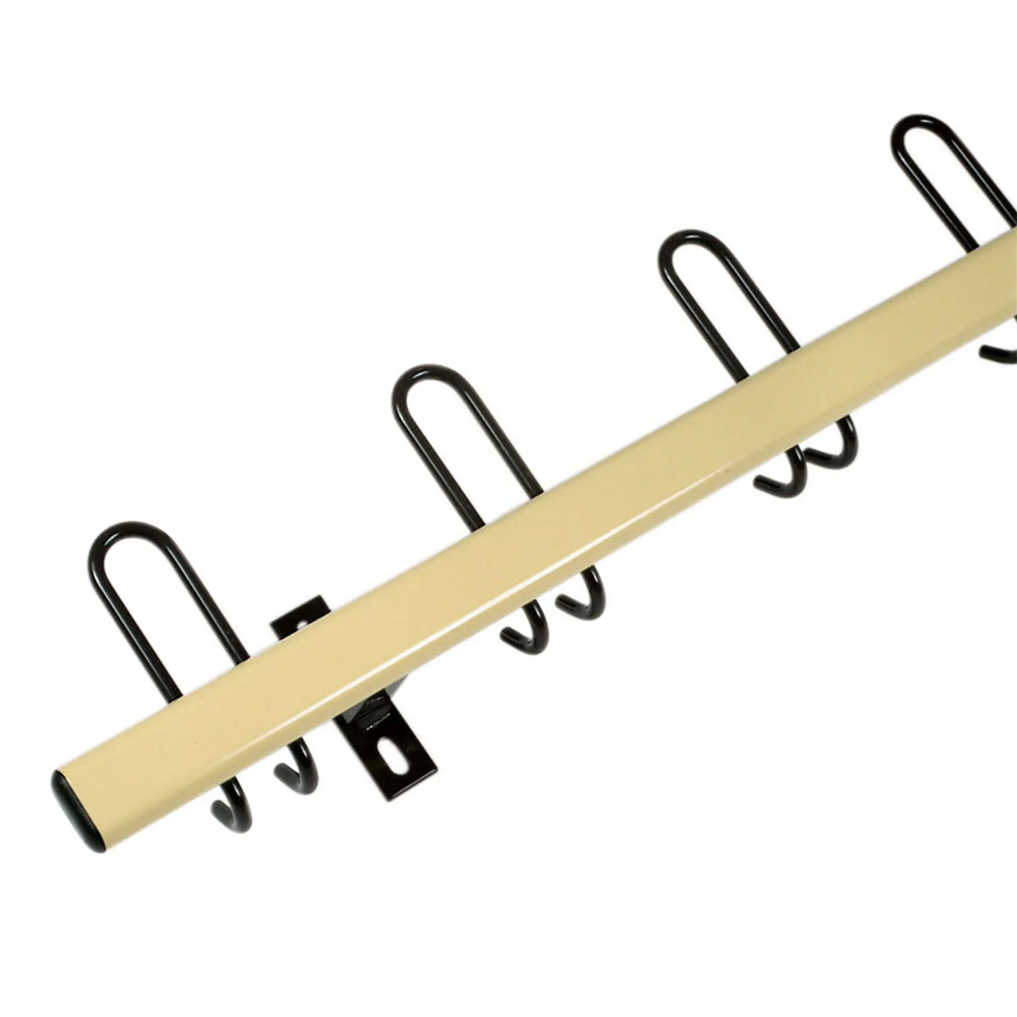 Garderobenleiste, Stahl flach, 150 cm, 9 Zweifachhaken, Hakenende zur Wand aus der Kategorie Garderobenausstattung