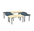Wellentisch Set - Quadrat XL, 2xWI168 2x WI168HR (2x Ahorn, 2x blau),