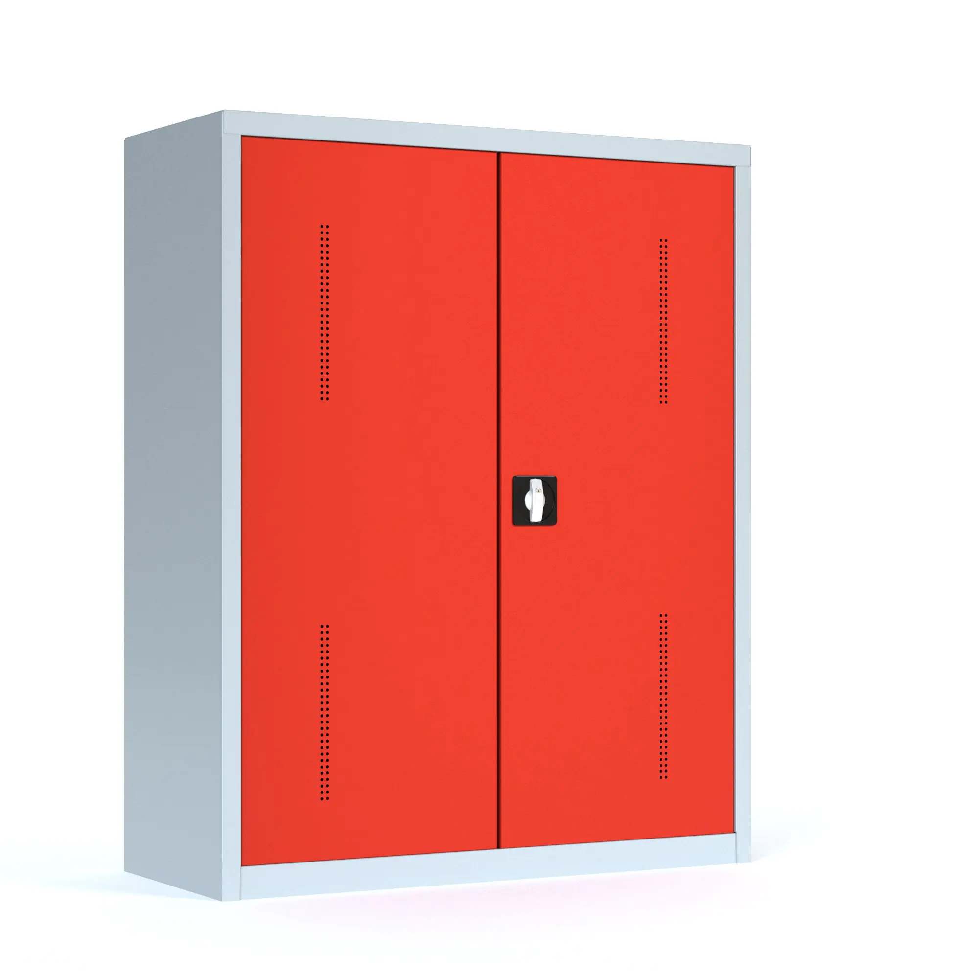 Garderobenschrank aus Stahl, 150 cm hoch, 120x50 cm (B/T), 1 Kleiderstange, 14 Haken aus der Kategorie Garderoben Schränke STAHL