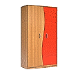 Wellentürenschrank, 190 cm hoch, 105x50 cm (B/T), Tür rechts rot,