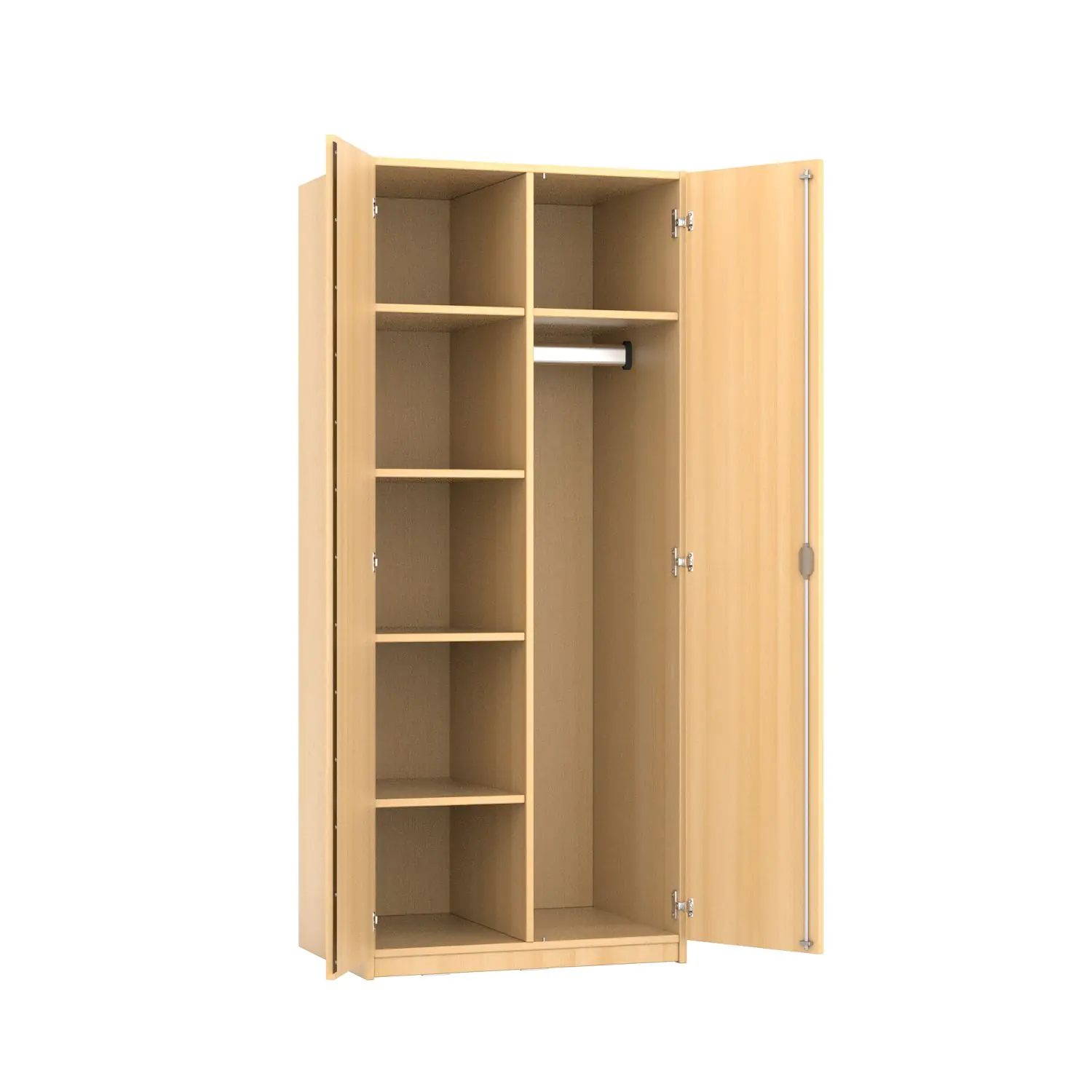 Garderobenschrank, 190 cm hoch,  80x40 cm (B/T), 2 Drehtüren, Garderobenstange rechts