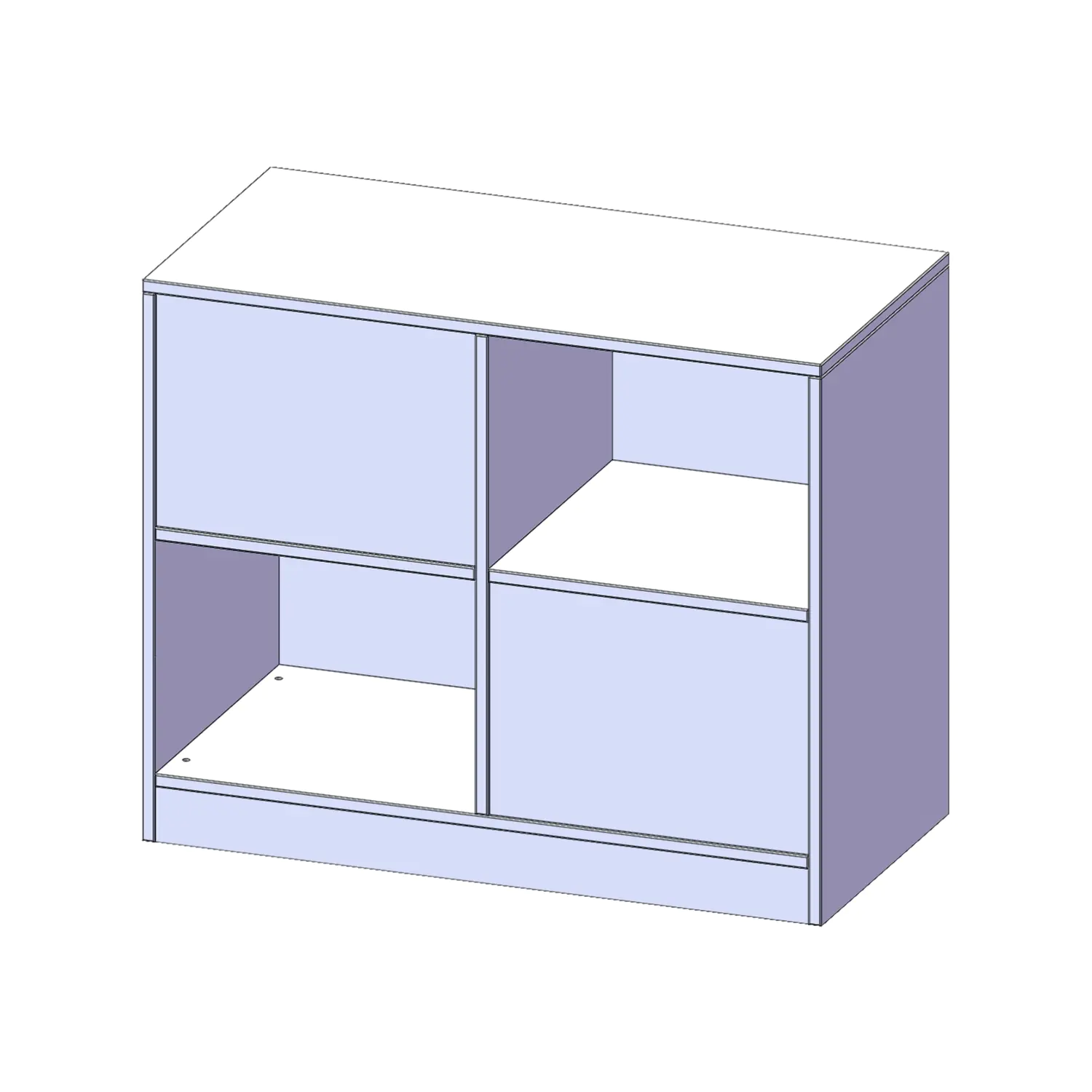 Raumteiler Regal, 2 OH, 4 Fächer, wechselseitig angeordnet, B/H/T 100x82x50cm aus der Kategorie Regale allgemein