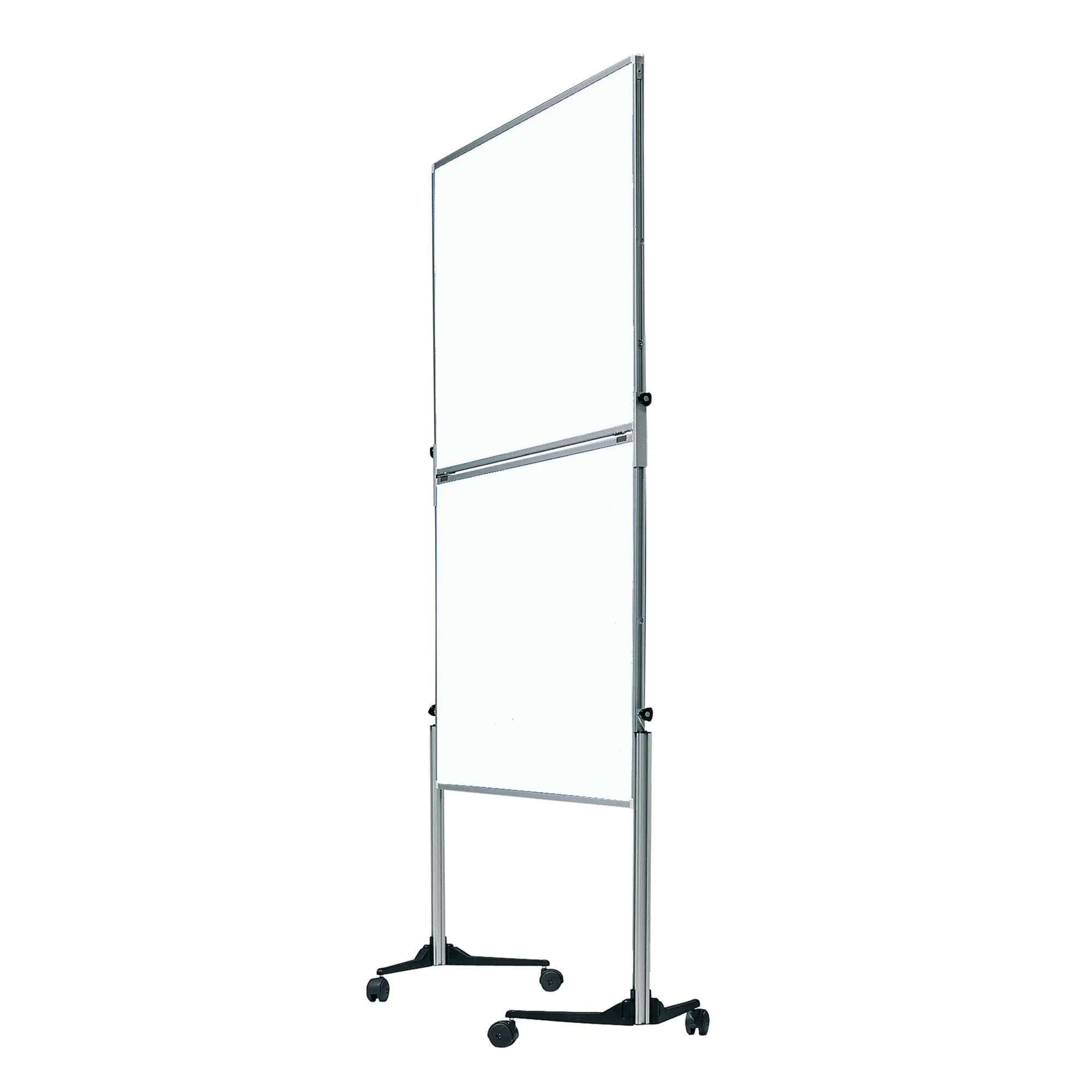 Moderationswand, fahrbar, geteilt, Höhe 195 cm, 120x150 cm, weißer Karton aus der Kategorie Moderationstafeln