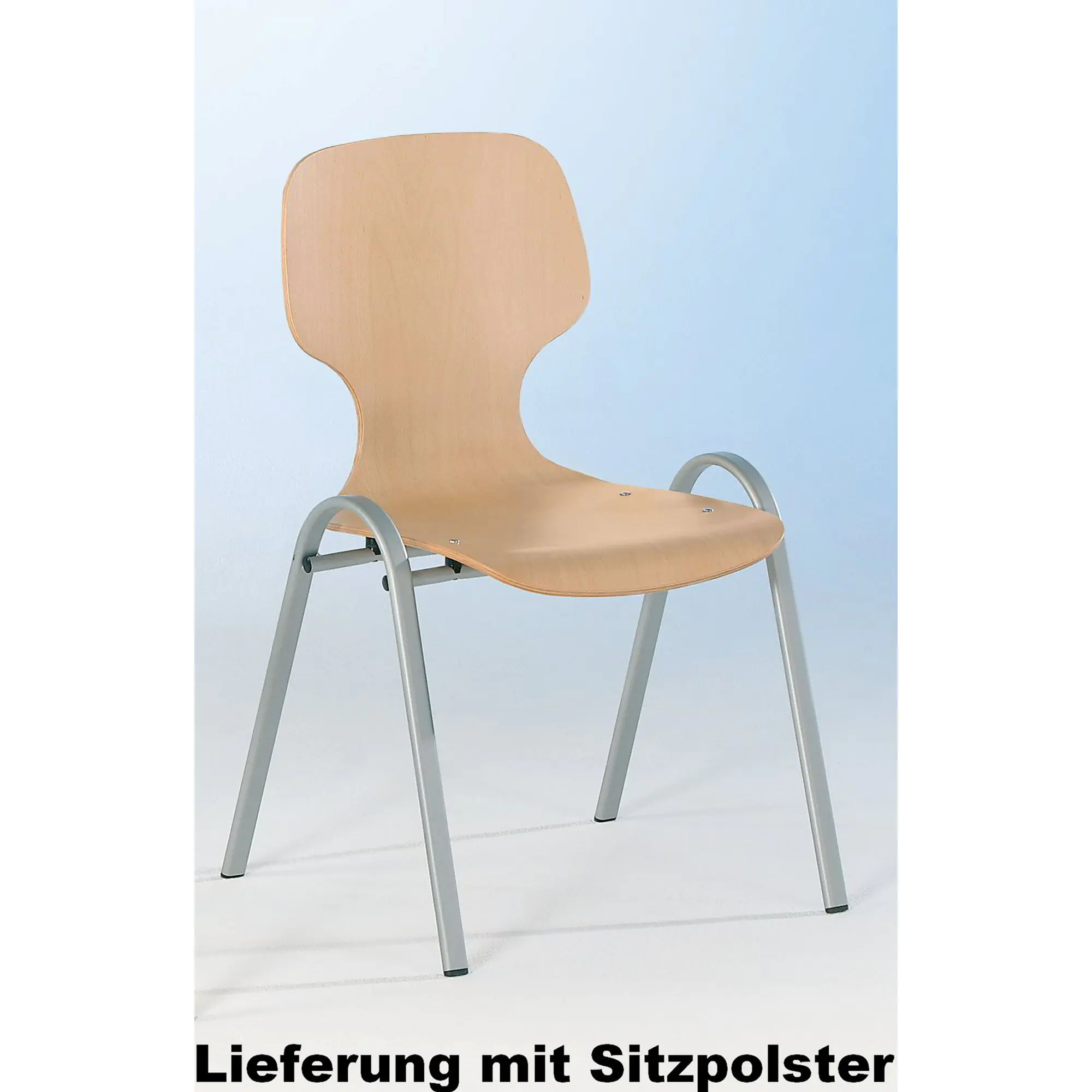 Schalenstuhl ohne Armlehne, mit Sitzpolster, aus der Kategorie Gestell Metall - Schale Holz