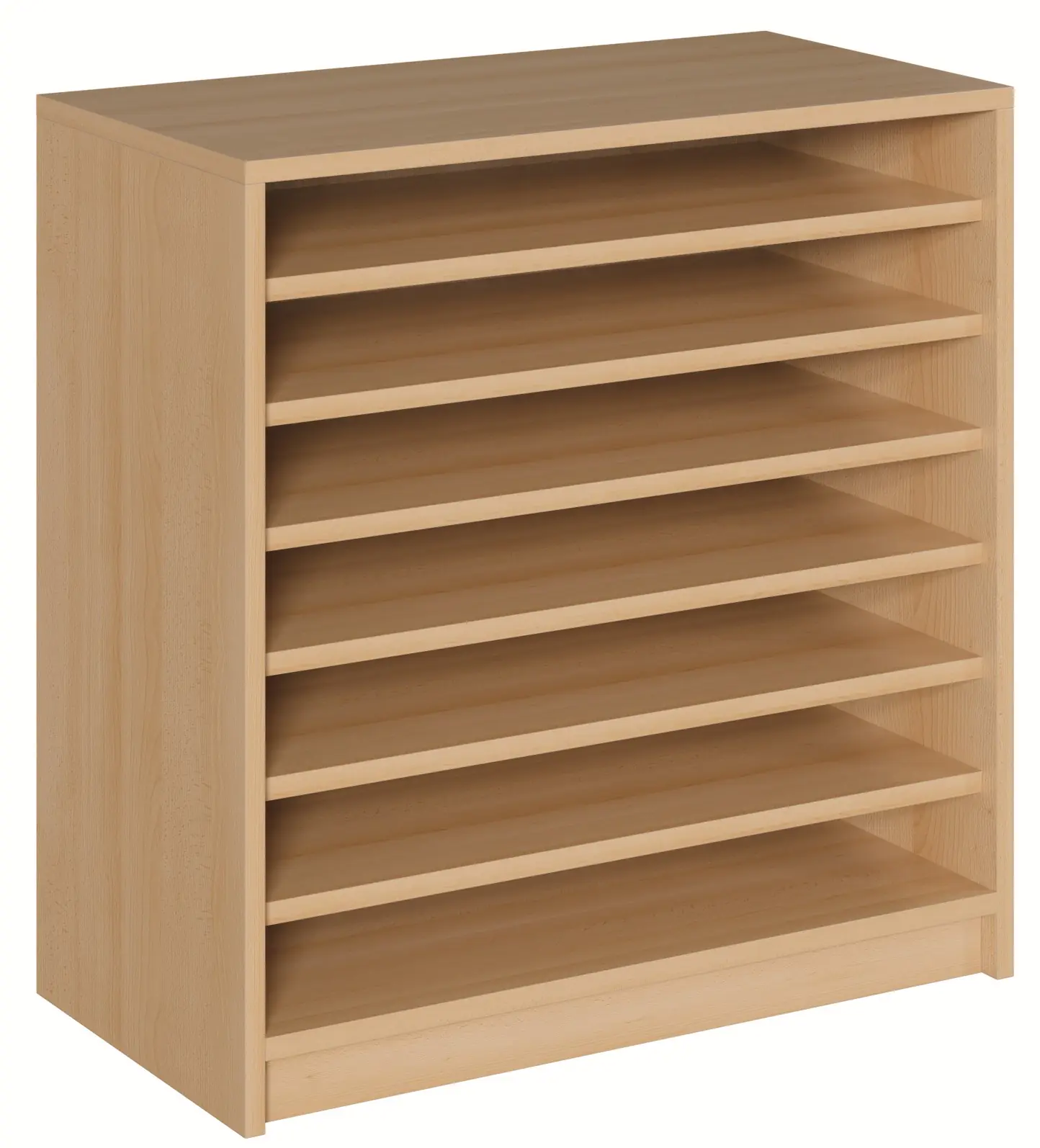 Papierschrank 78 cm breit und mit 7 Fächern offen aus der Kategorie Bastel- + Papieraufbewahrungsschränke