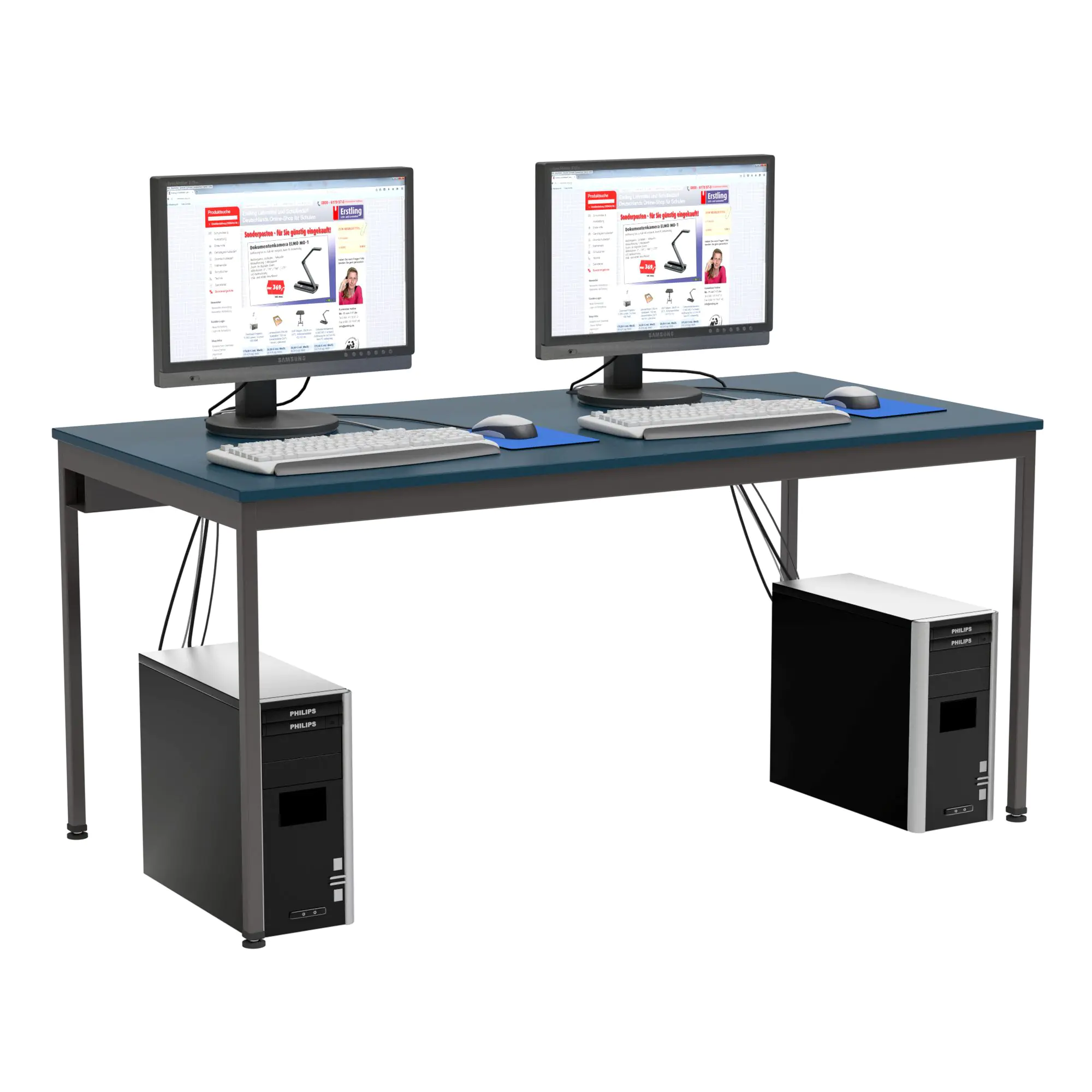 EDV-Tisch, 160x90 cm (B/T), 72 cm hoch, offener Blechkabelkanal, aus der Kategorie EDV-Tische