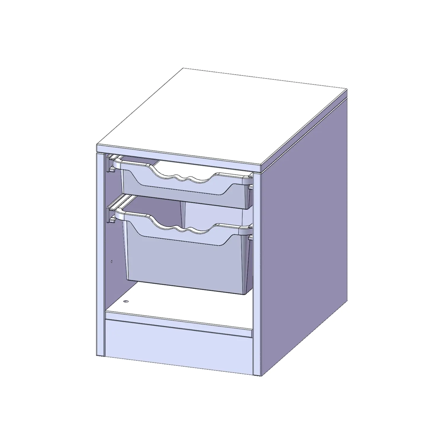 ErgoTray Regal, einreihig, 1 OH,  1 flache und 1 hohe BoxenB/H/T 36,1x46x40cm aus der Kategorie Klassenraumregale
