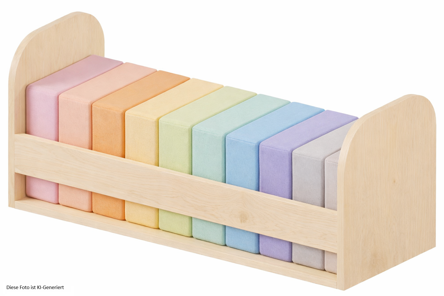 Sitzkissenregal für 10 Sitzkissen (30x30cm), Seitenteile abgerundet