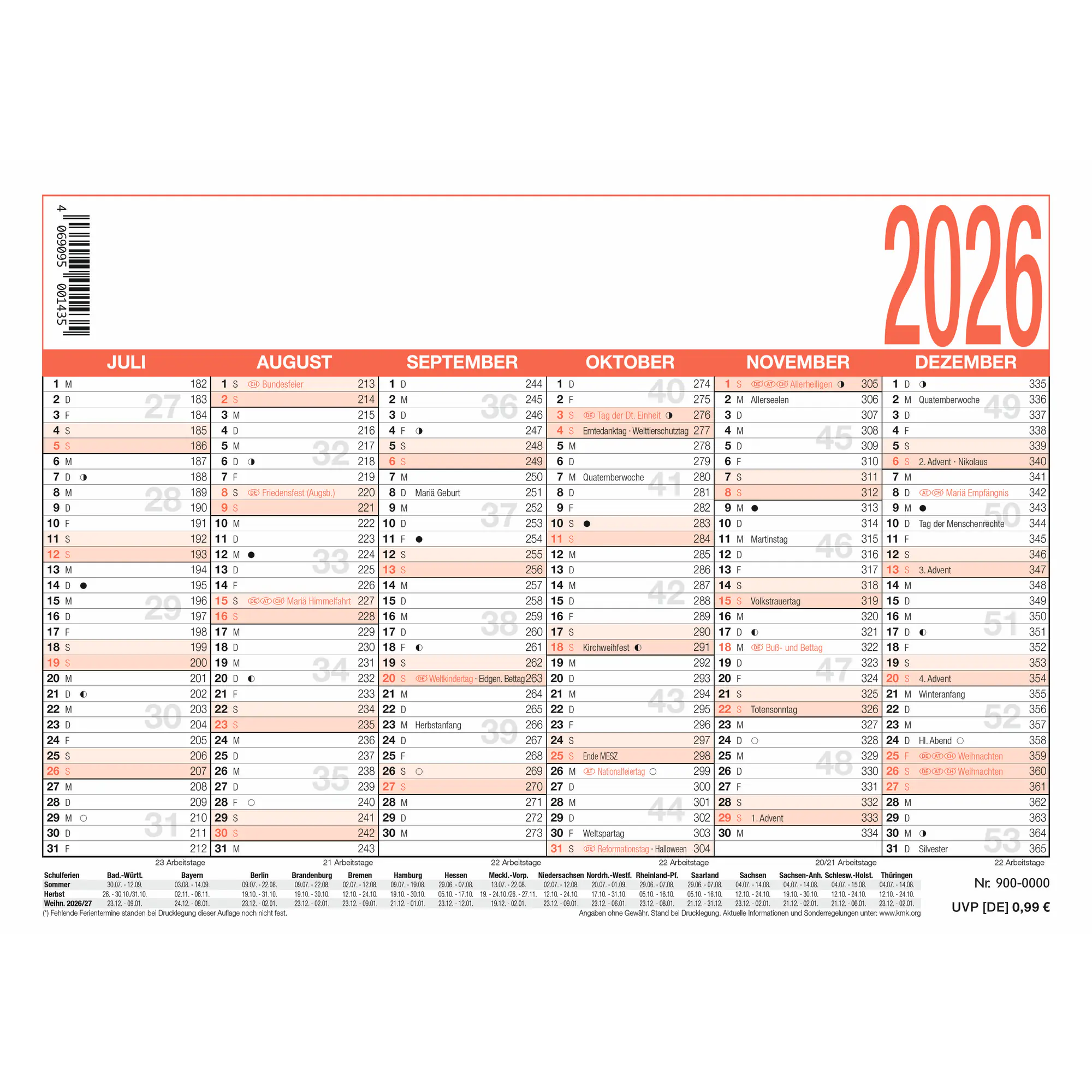Zettler Arbeitstagekalender A6 aus der Kategorie Tischkalender