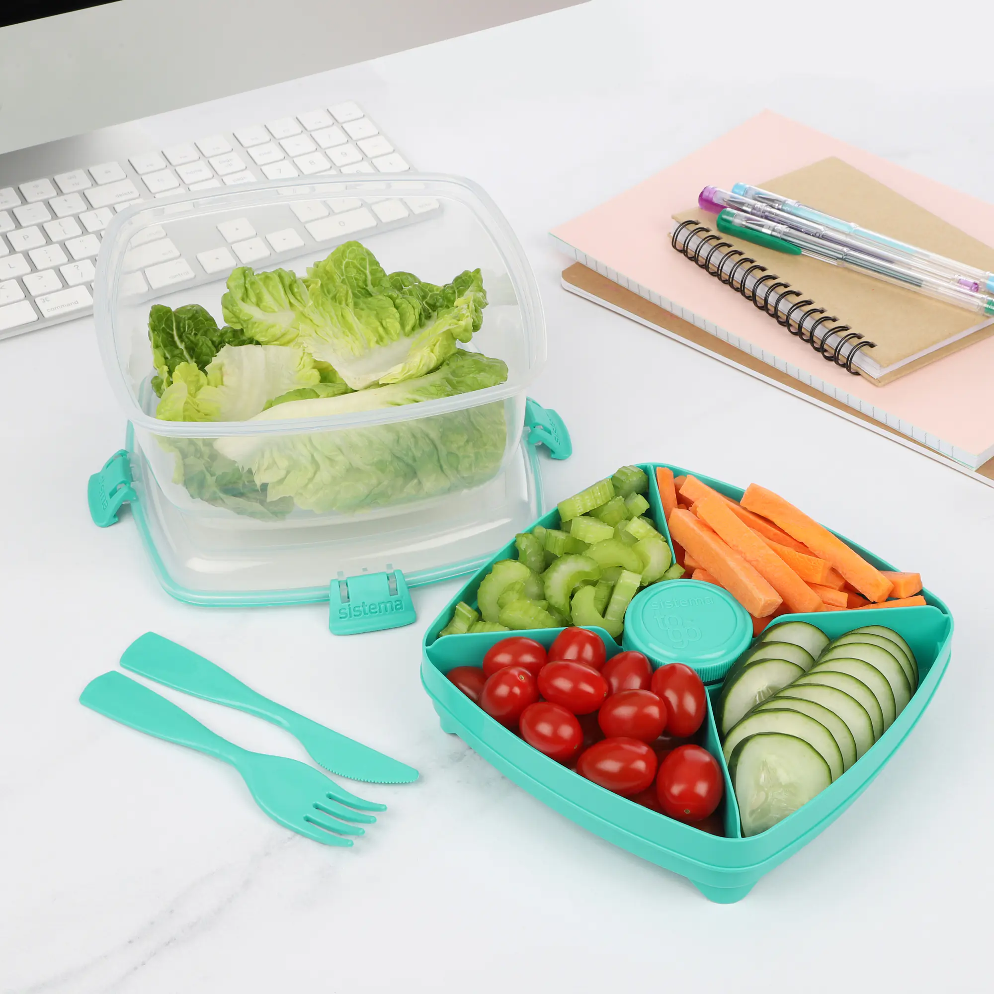 sistema Frischhaltebox Salad TO GO 1,1l sort aus der Kategorie Haushaltsbedarf