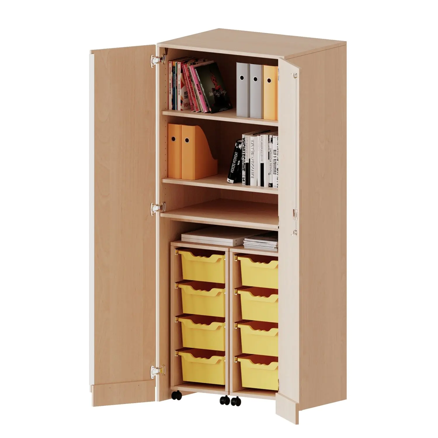Garagenschrank OH,ne Sockel, 5 OH, 2 Container mit je 4 hohen Boxen, B/H/T 80x190x60cm aus der Kategorie Fachbereichsschränke