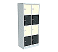 Schließfachschrank aus Stahl, 195 cm hoch,  72x50 cm (B/T), 8 Fächer, 2-spaltig, aus der Kategorie Schließfachschränke