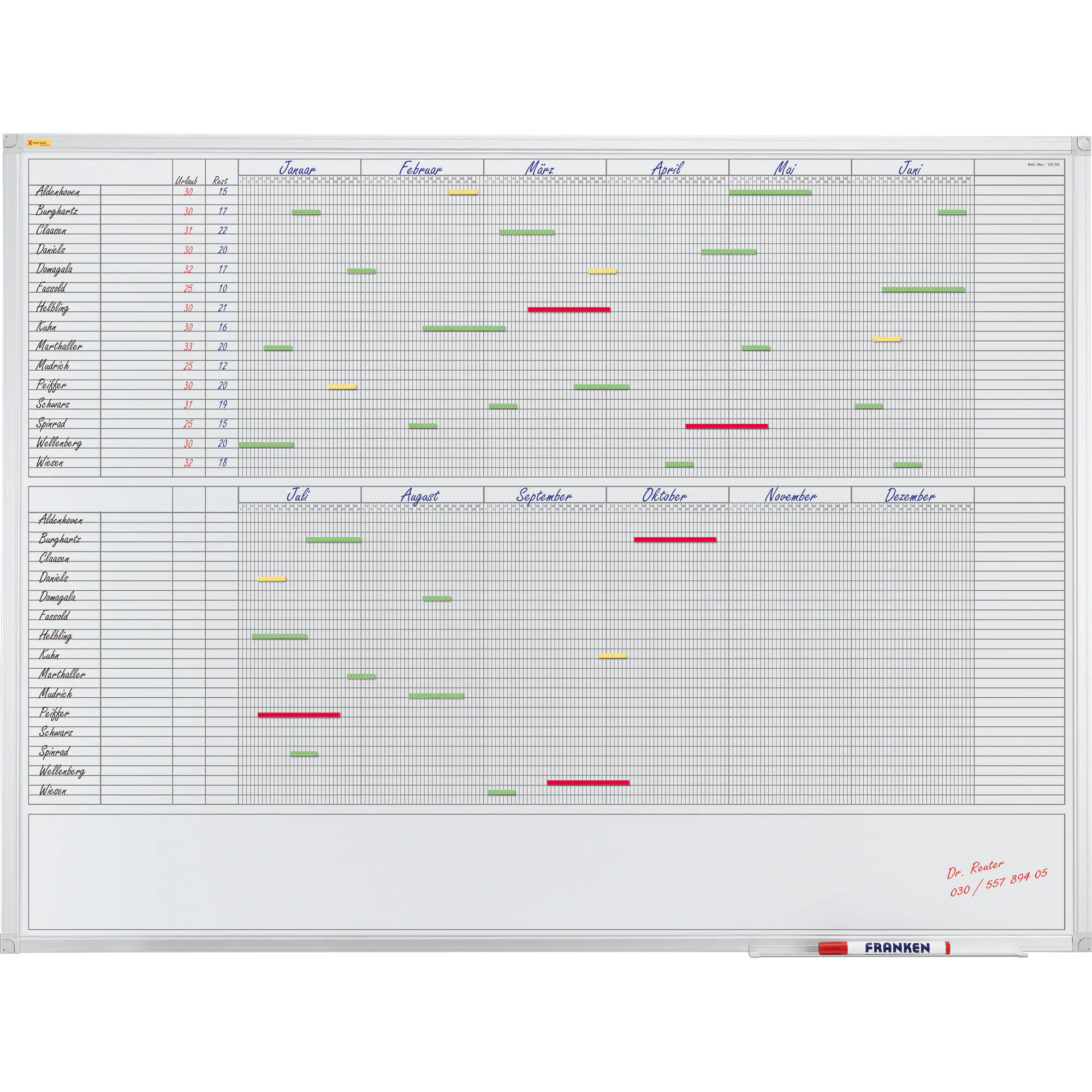 Franken Jahresplaner X-tra Line 120x90cm lackiert ws aus der Kategorie Plantafeln
