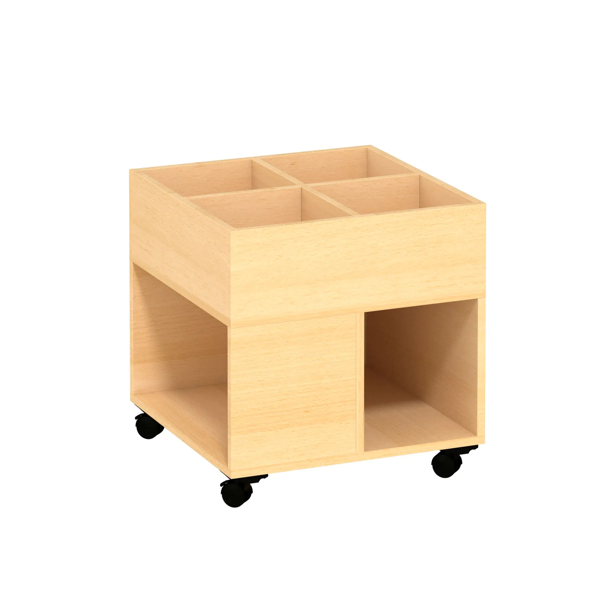 Bücherwagen,  72 cm hoch, 60x60 cm (B/T),  6 Fächer,