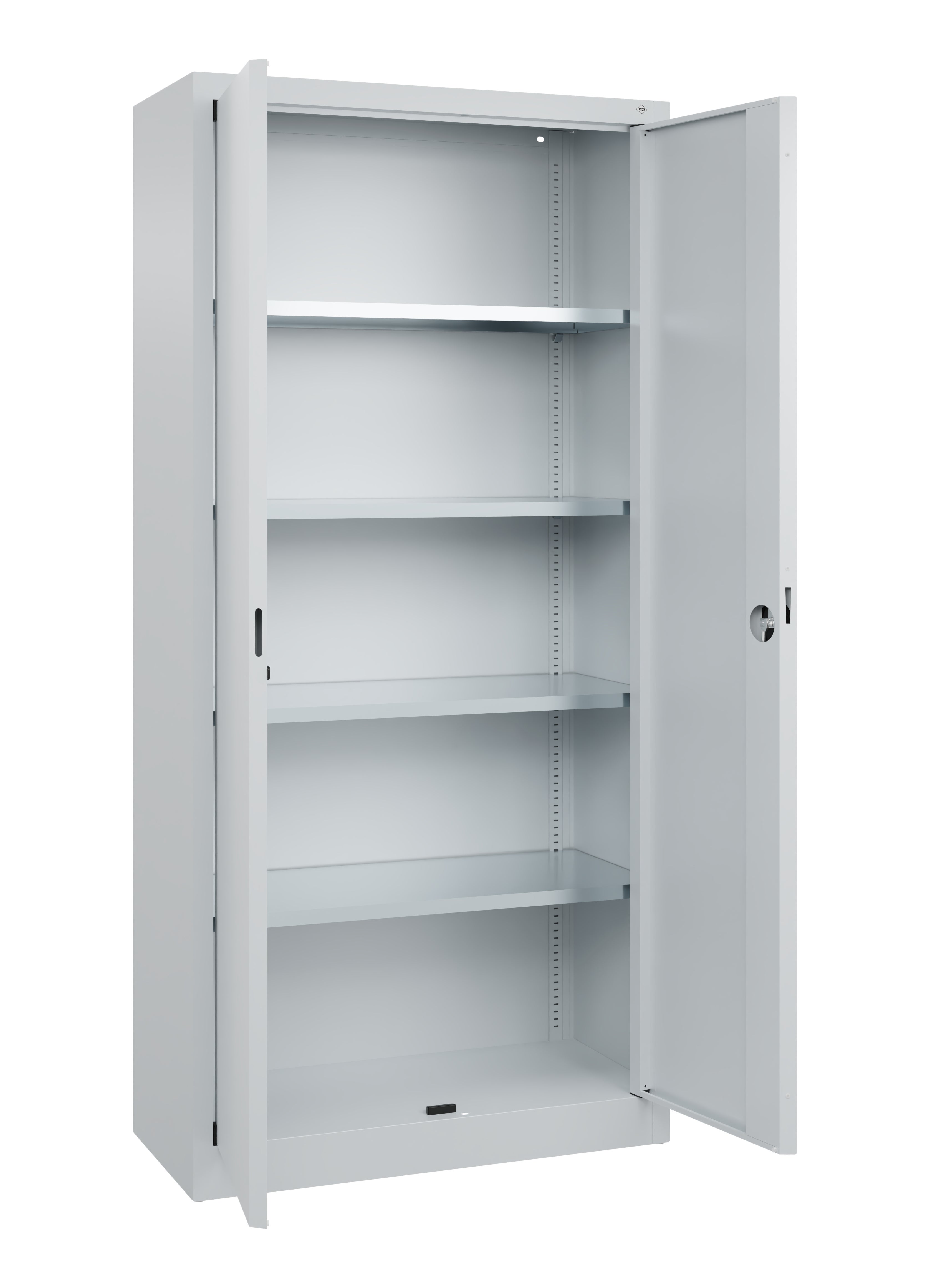 Stahlschrank mit 2 Türen, abschließbar, B/H/T 93 x 195 x 40cm, 4 verstellbare Fachböden, Lieferzeit: aus der Kategorie Schränke allgemein