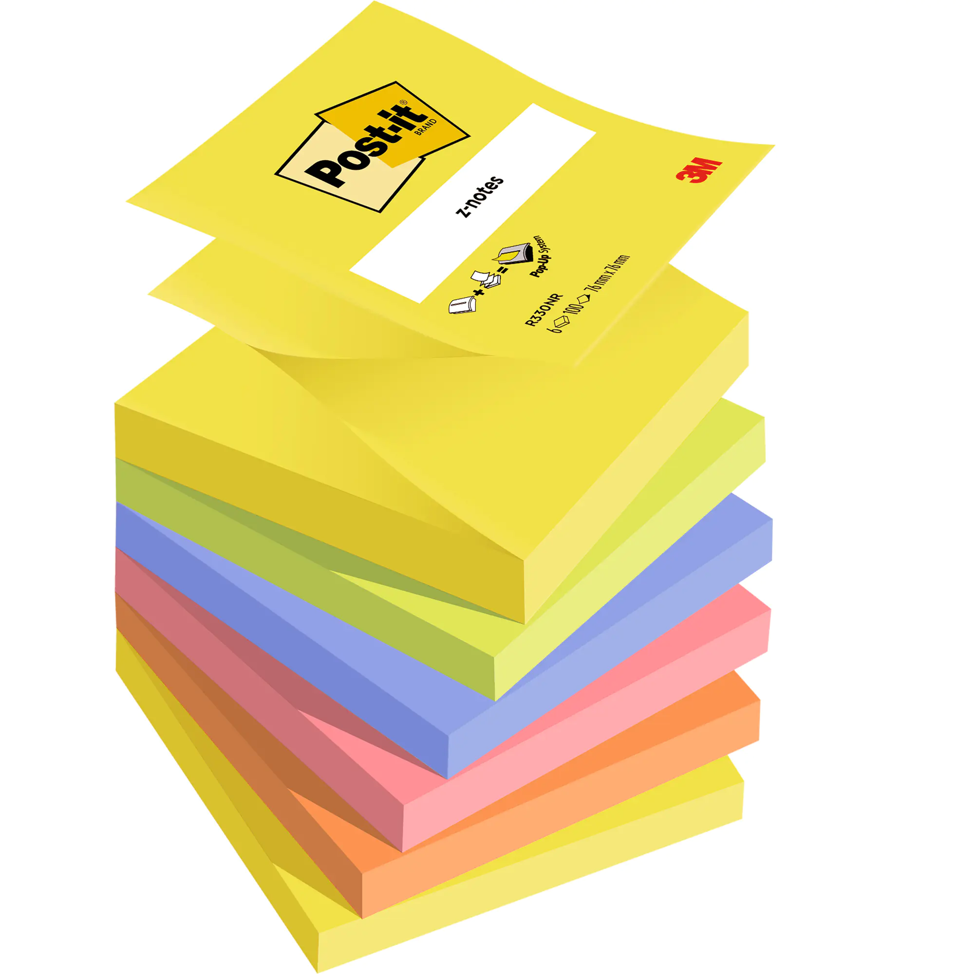 Post-it Haftnotiz Z-Notes 76x76mm 100Bl neon sort 6St aus der Kategorie Haftnotizen & Notizzette