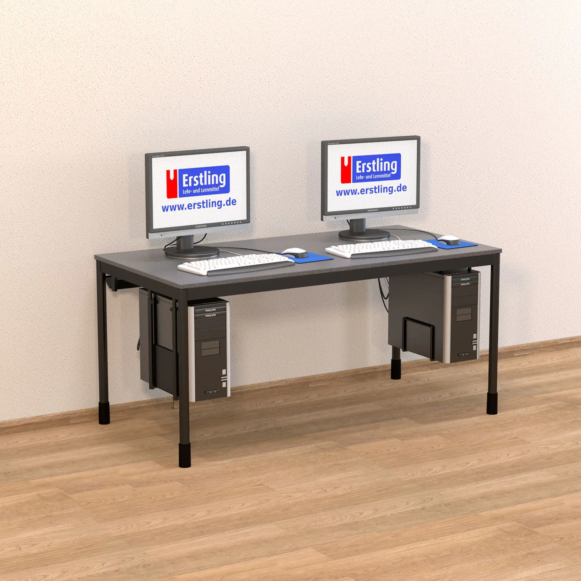 EDV-Tisch, 160x80 cm (B/T), 72 cm hoch, offener Blechkabelkanal, aus der Kategorie EDV-Tische