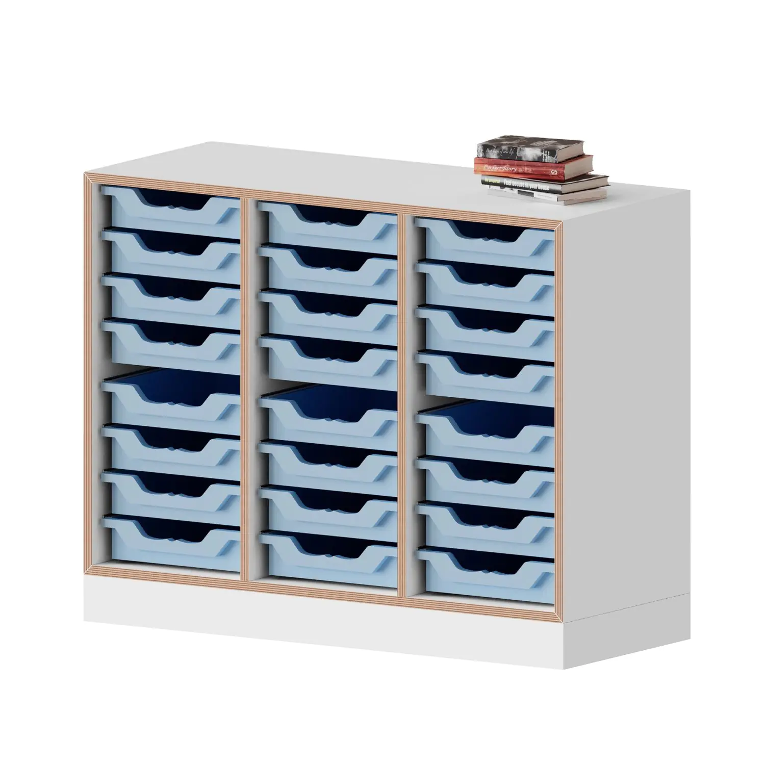 qickly® Regal, 2 OH, 24 kleine Ergo Tray Boxen, B/H/T: 104,2x74,3x42,6 cm aus der Kategorie Regale Schnelllieferprogramm