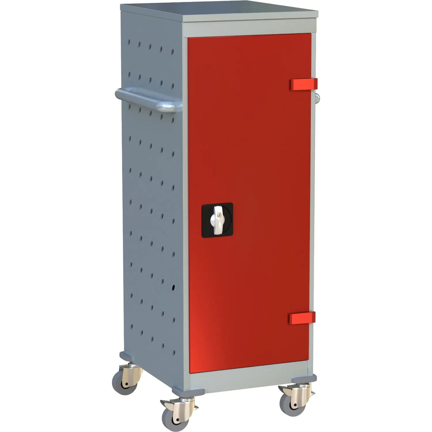 Notebook-Ladestation, 125 cm hoch,  53x50 cm (B/T), fahrbar, Korpus aus Stahl, aus der Kategorie Notebookschränke