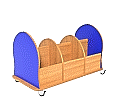 Bücherwagen,  66 cm hoch, 105x55 cm (B/T), Korpus Buche, Seiten alpensee,