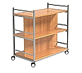 Bücherwagen,  90 cm hoch, 90x50 cm (B/T), doppelseitig nutzbar, jeweils 25 cm tief aus der Kategorie Wagen für die Schule