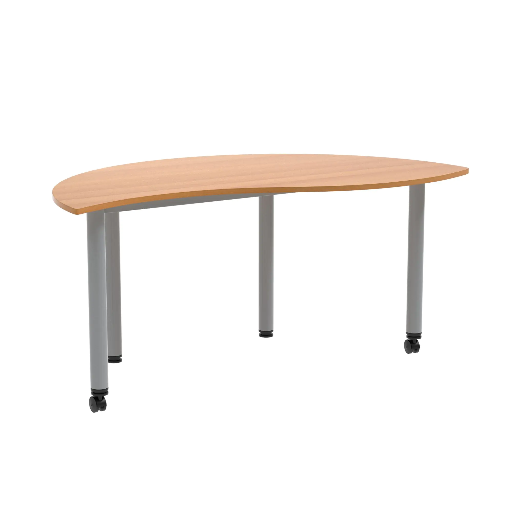 Wellentisch Halbrund, 160x80 (B/T), 72 cm hoch, (2 Füße mit Rollen),