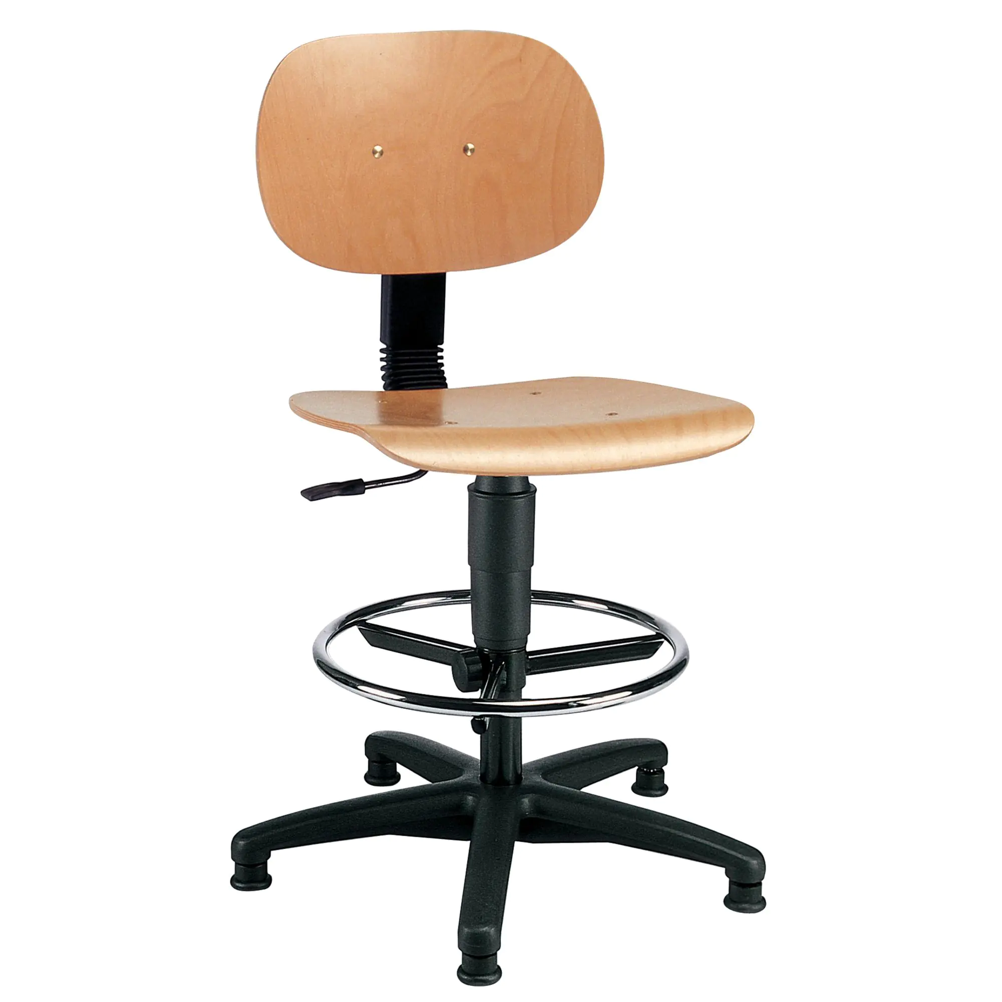 Drehstuhl mit Gaslift, höhenverstellbar 59-84 cm, feststehend, Lehne neigbar, aus der Kategorie Werkraumstühle