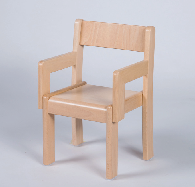 Massivholzkinderstuhl mit Armlehnen, Buche massiv, Kunststoffgleiter aus der Kategorie Kinderstühle