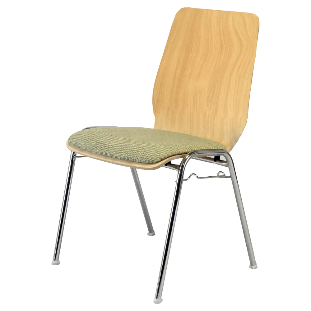 Stuhl, Rundrohrgestell 4-beinig verchromt, stapelbar, Schale Wismar mit Sitzpolster, SH 45 cm aus der Kategorie Sitzgelegenheiten