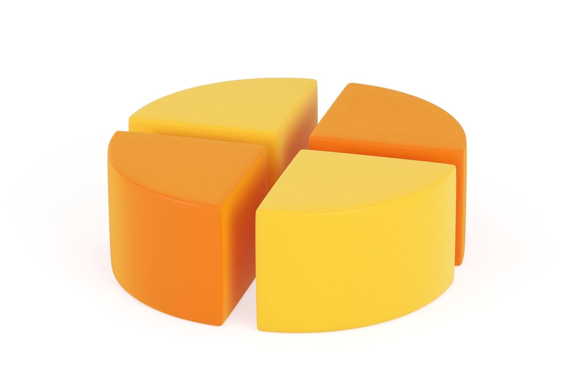 TOBO light Pouf-Set, 4-teilig Kreis orange C, Ø108 cm, Schaumstoff, Meditap aus der Kategorie Sitzsäcke