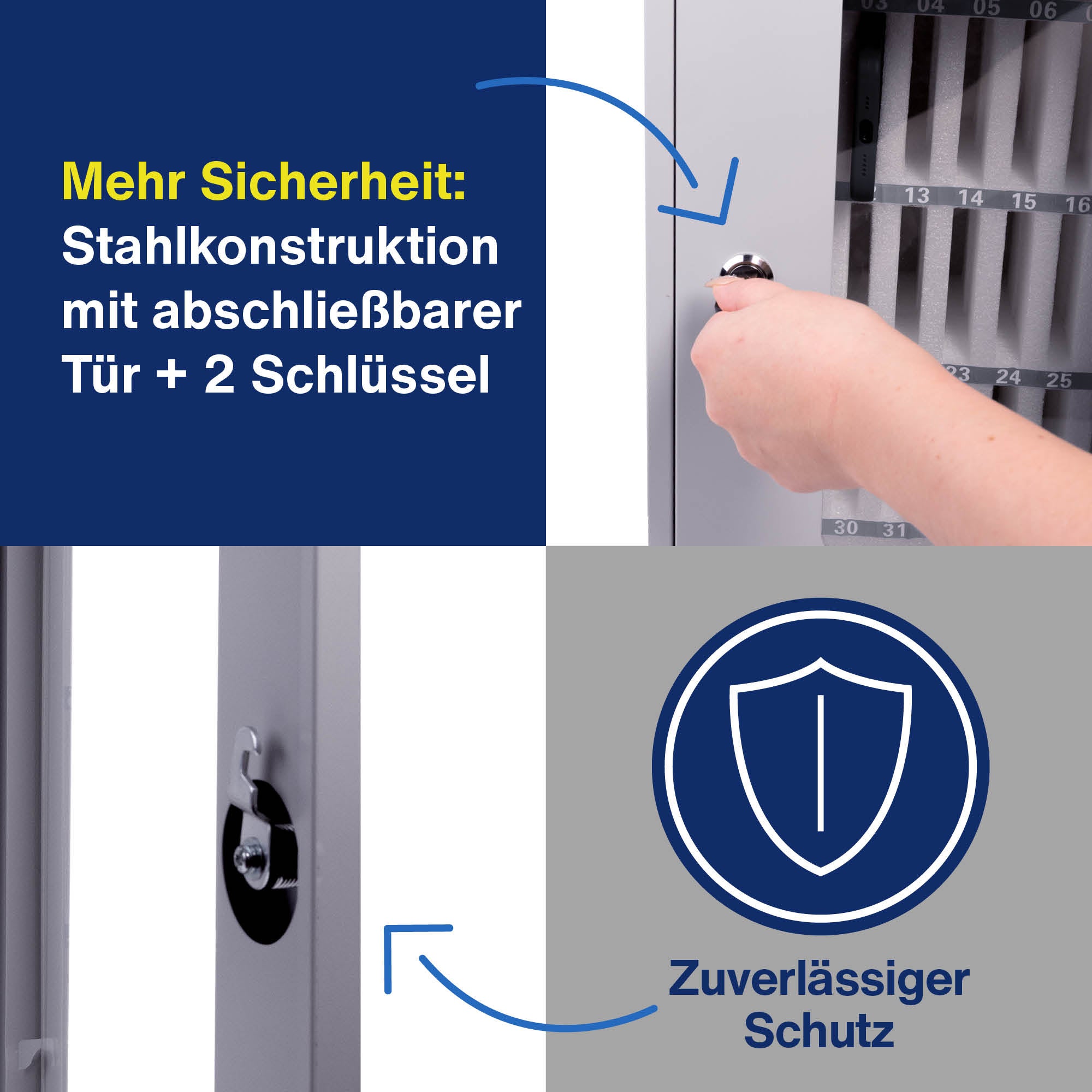 Magnetoplan Smartphone Storage Box, tragbar, Metall, für 36 Smartphones, 295 x 445 x 205 mm aus der Kategorie Smartphone Aufbewahrung